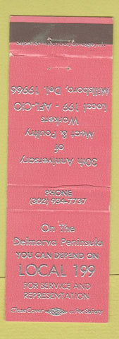 Matchbook Cover - Local 199 Delmarva Peninsula Union AFL Cio Millsboro DE