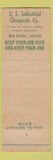 Matchbook Cover - US Industrial Chemical New Orleans LA Safety Report Injuries