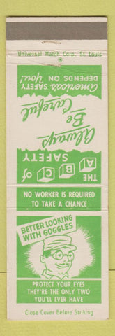 Matchbook Cover - American Zinc of Illinois Monsanto IL Safety Goggles