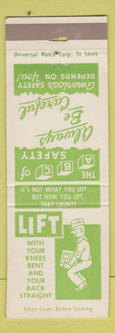 Matchbook Cover - Miller's Vending Freeport IL Safety Lift With Knees WEAR