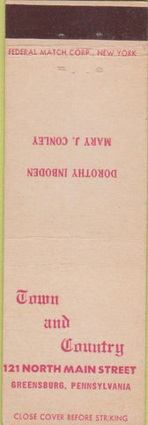 Matchbook Cover - Town and Country Greensburg PA Federal
