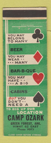 Matchbook Cover - Camp Ozark Green Forest AR