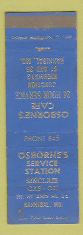 Matchbook Cover - Osborne's Cafe Hannibal MO Sinclair oil gas WEAR