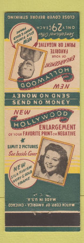 Matchbook Cover - Hollywood Photo Enlargements