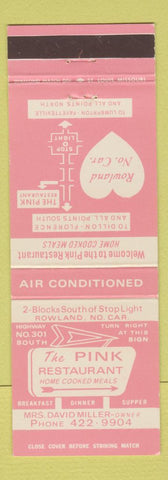 Matchbook Cover - Pink Restaurant Rowland NC