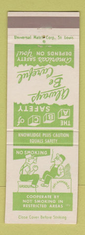 Matchbook Cover - Miller's Vending Freeport IL Safety No Smoking