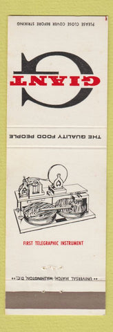 Matchbook Cover - Giant Grocery First Telegraph Instrument