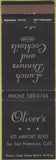 Matchbook Cover - Oliver's South San Francisco CA