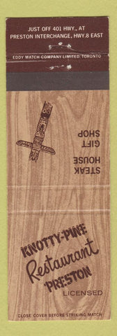 Matchbook Cover - Knotty Pine Restaurant Preston ON