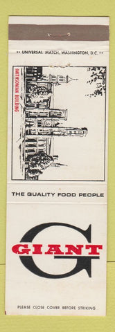 Matchbook Cover - Giant Food Smithsonian Building Washington DC