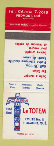 Matchbook Cover - Hotel Motel Le Totem Piedmont QC