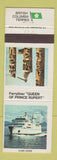 Matchbook Cover - British Columbia Ferries BC Prince Rupert totem