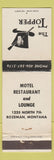 Matchbook Cover - The Topper Motel Restaurant Bozeman MT