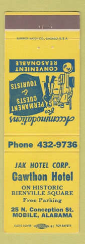 Matchbook Cover - Jak Hotel Corp Cawthon Hotel Mobile AL