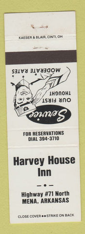 Matchbook Cover - Harvey House Inn Mena AR bellhop WHITE
