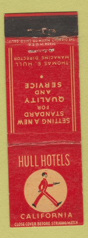 Matchbook Cover - Hull Hotels CA California WORN