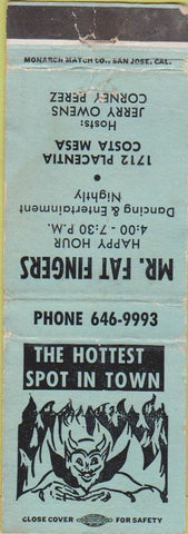 Matchbook Cover - Mr. Fat Fingers Costa Mesa CA WORN devil