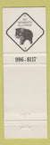 Matchbook Cover - Outback Down Under kangaroo wombat WEAR