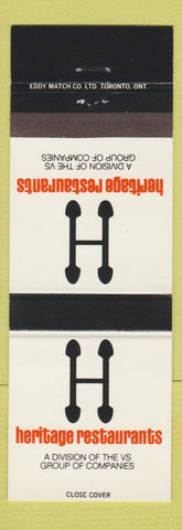 Matchbook Cover - Heritage Restaurants Canada