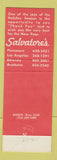 Matchbook Cover - Salvatore's Restaurant Paramount Los Angeles Downey Anaheim CA