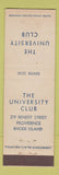 Matchbook Cover - University Club Providence RI