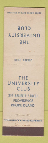 Matchbook Cover - University Club Providence RI