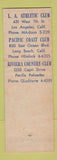 Matchbook Cover - Los Angeles Athletic Club CA WEAR