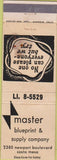 Matchbook Cover - Master Blueprint Supply Costa Mesa CA STAINED