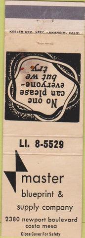 Matchbook Cover - Master Blueprint Supply Costa Mesa CA STAINED