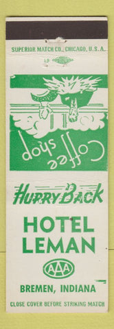 Matchbook Cover - Hotel Leman Bremen IN