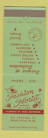 Matchbook Cover - Fashion Florist Flowers Bluefield WV