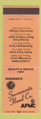 Matchbook Cover - Weigman's Sacramento Floral Flowers CA FTD