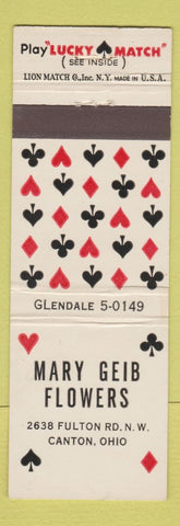 Matchbook Cover - Mary Geib Flowers Canton OH Lucky Match
