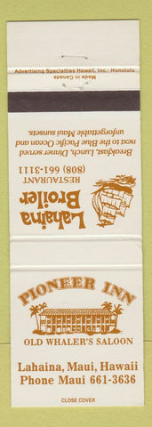 Matchbook Cover - Pioneer Inn Lahaina Broiler Restaurant Maui Hawaii