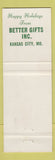 Matchbook Cover - Better Gifts Inc Kansas City MO Christmas Sweden