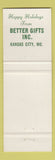 Matchbook Cover - Better Gifts Inc Kansas City MO Christmas Germany