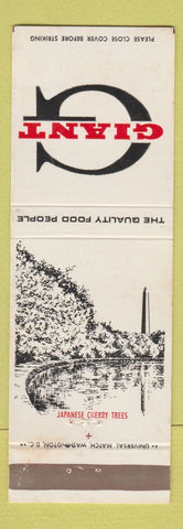 Matchbook Cover - Giant Food Grocery Japanese Cherry Trees Washington DC