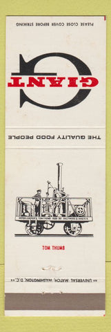 Matchbook Cover - Giant Food Grocery Tom Thumb B&O Railroad