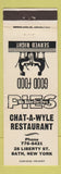 Matchbook Cover - Chat A Wyle Restaurant Bath NY