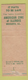 Matchbook Cover - American Zinc of Illinois Monsanto IL Report Injuries