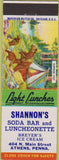 Matchbook Cover - Shannon's Soda Bar Breyer's Ice Cream Athens PA