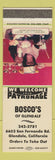 Matchbook Cover - Bosco's Restaurant Glendale CA monkey