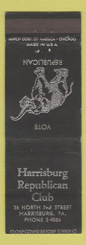Matchbook Cover - Harrisburg Republican Club Harrisburg PA Elephant