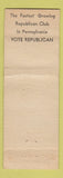 Matchbook Cover - Harrisburg Republican Club Harrisburg PA Elephant