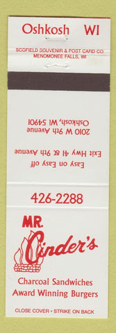 Matchbook Cover - Mr Cinder's Hamburgers Oshkosh WI
