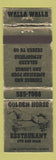 Matchbook Cover - Golden Horse Restaurant Walla Walla WA WEAR