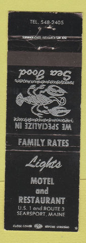 Matchbook Cover - Lights Motel Restaurant Searsport ME WEAR