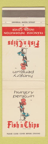 Matchbook Cover - Hungry Penguin Fish n Chips Birmingham MI