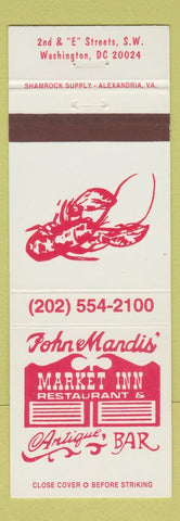 Matchbook Cover - John Mandis Market Inn Restaurant Washington DC