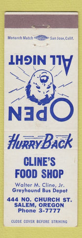 Matchbook Cover - Cline's Food Shop Salem OR